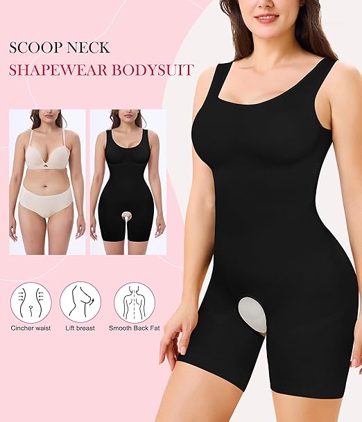 Women Full Body Shaper | Gotoly Shapewear for women Scoop Neck Tank Tops Bodysuits Jumpsuits Waist Trainer Full body Shaper